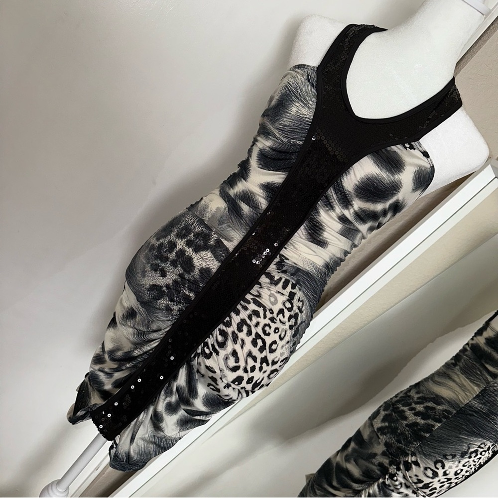 Papaya Y2K animal print and sequin ruched Dress stretchy size Medium